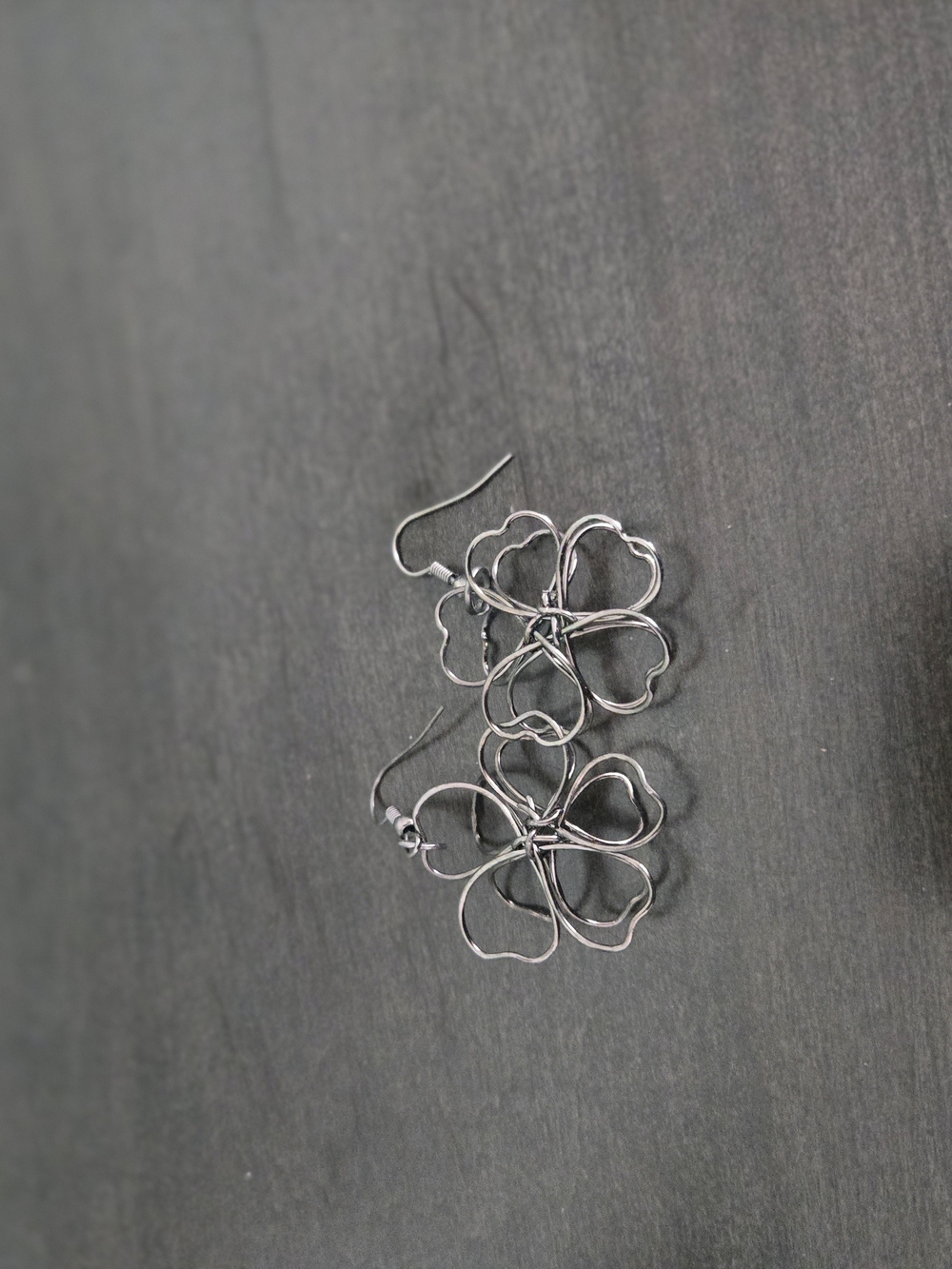 Silver Floral Wire Drop Earrings - Women Jewelry